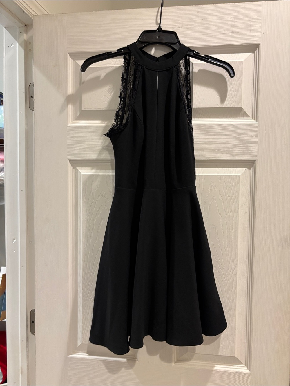 Lace-Trim Fit & Flare halter Dress